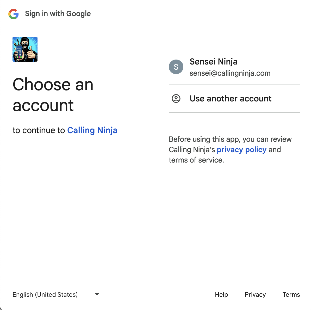 Select your Google account